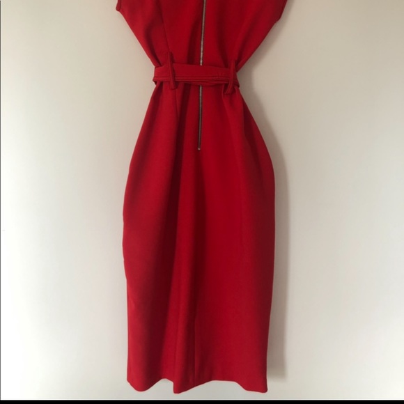 New Zara XS red dress with tie and zipper back - Picture 5 of 5